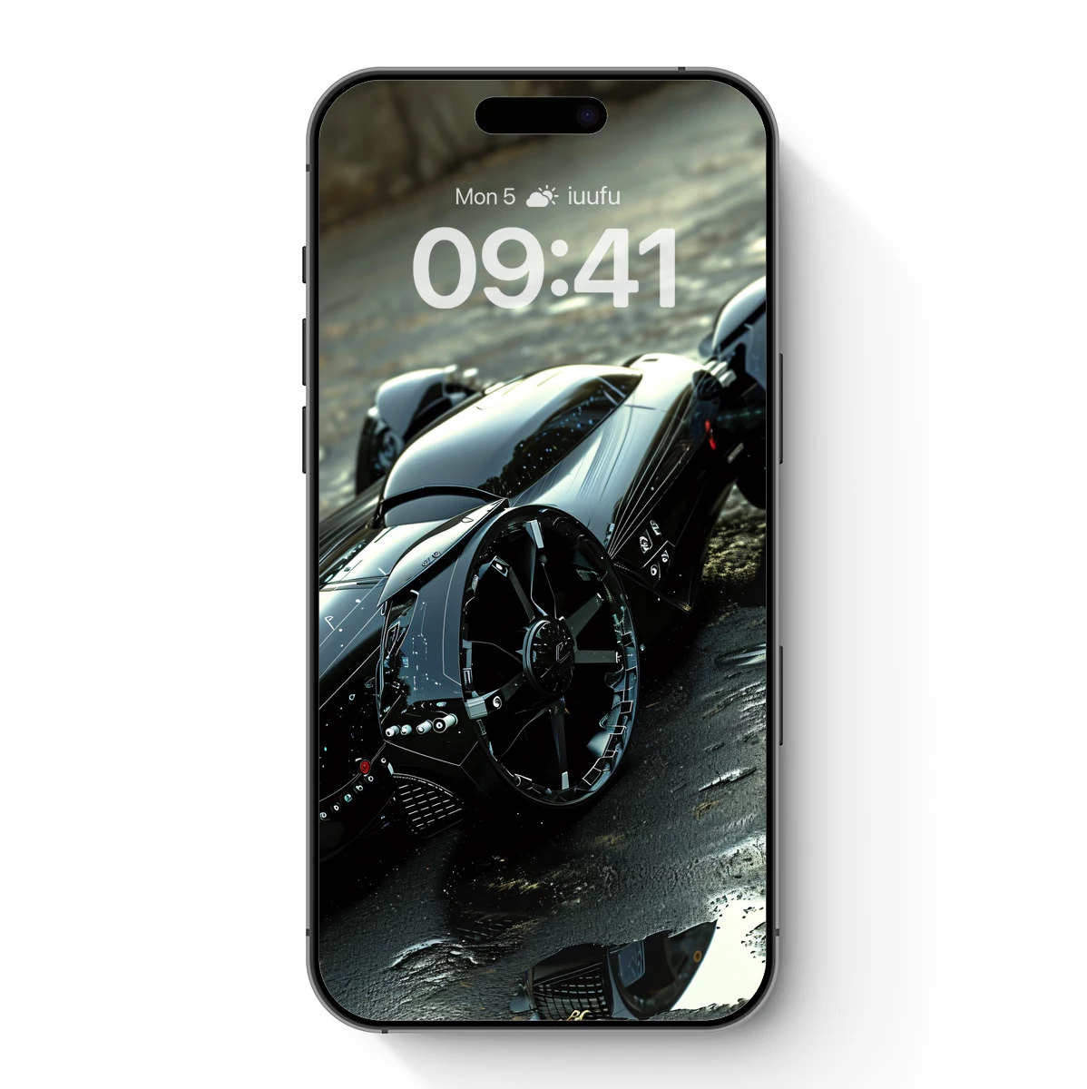 Futuristic Stealth Racer: Wet Asphalt Elegance
