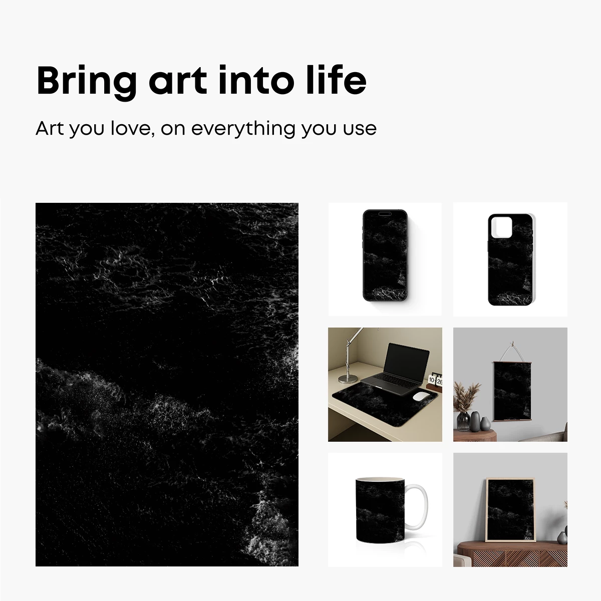 Eternal Night Waves: Monochrome Ocean Depths - Image 2