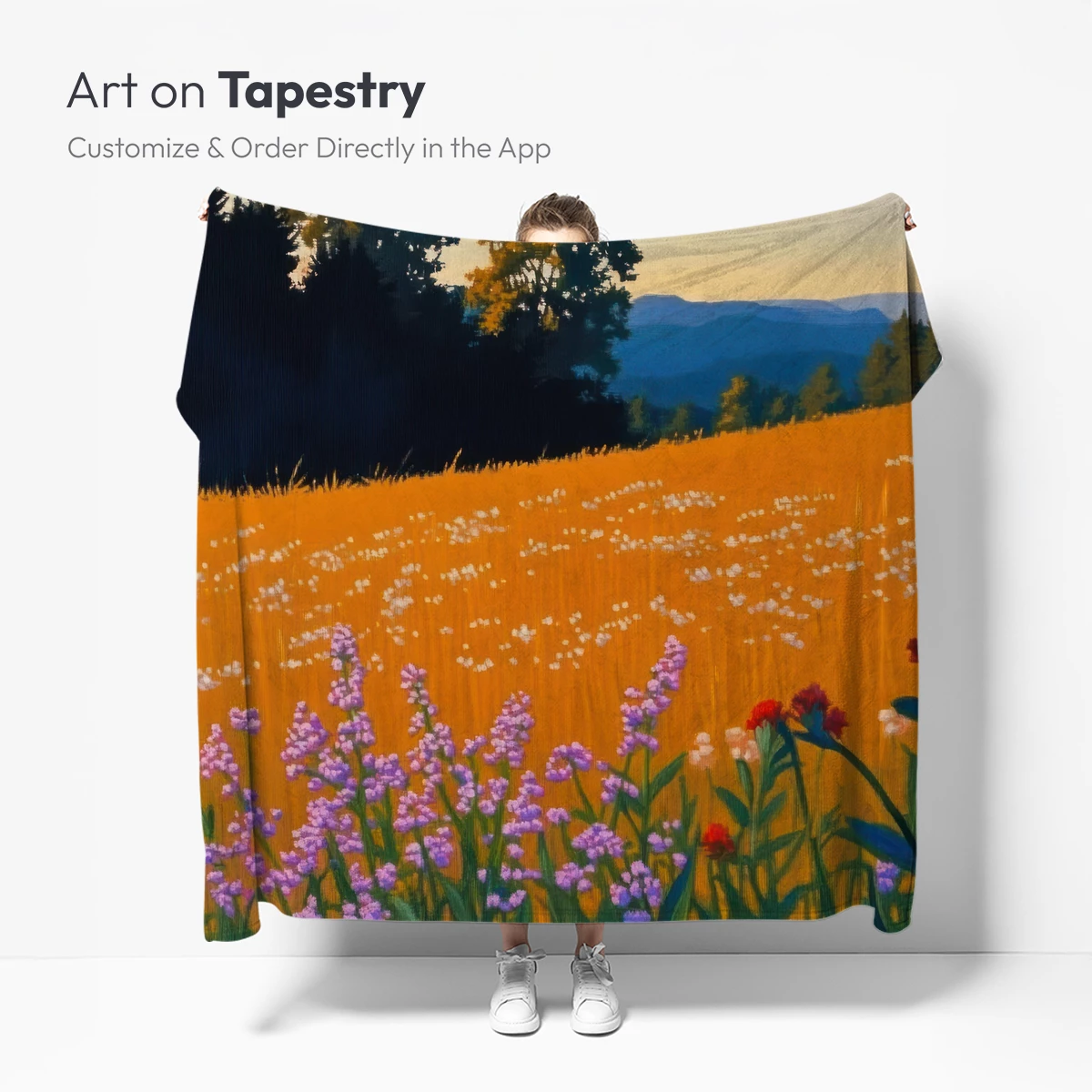 Golden Field Symphony: Floral Harmony at Dusk - Image 5