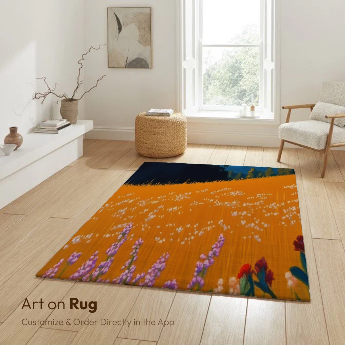 Golden Field Symphony: Floral Harmony at Dusk - Image 6