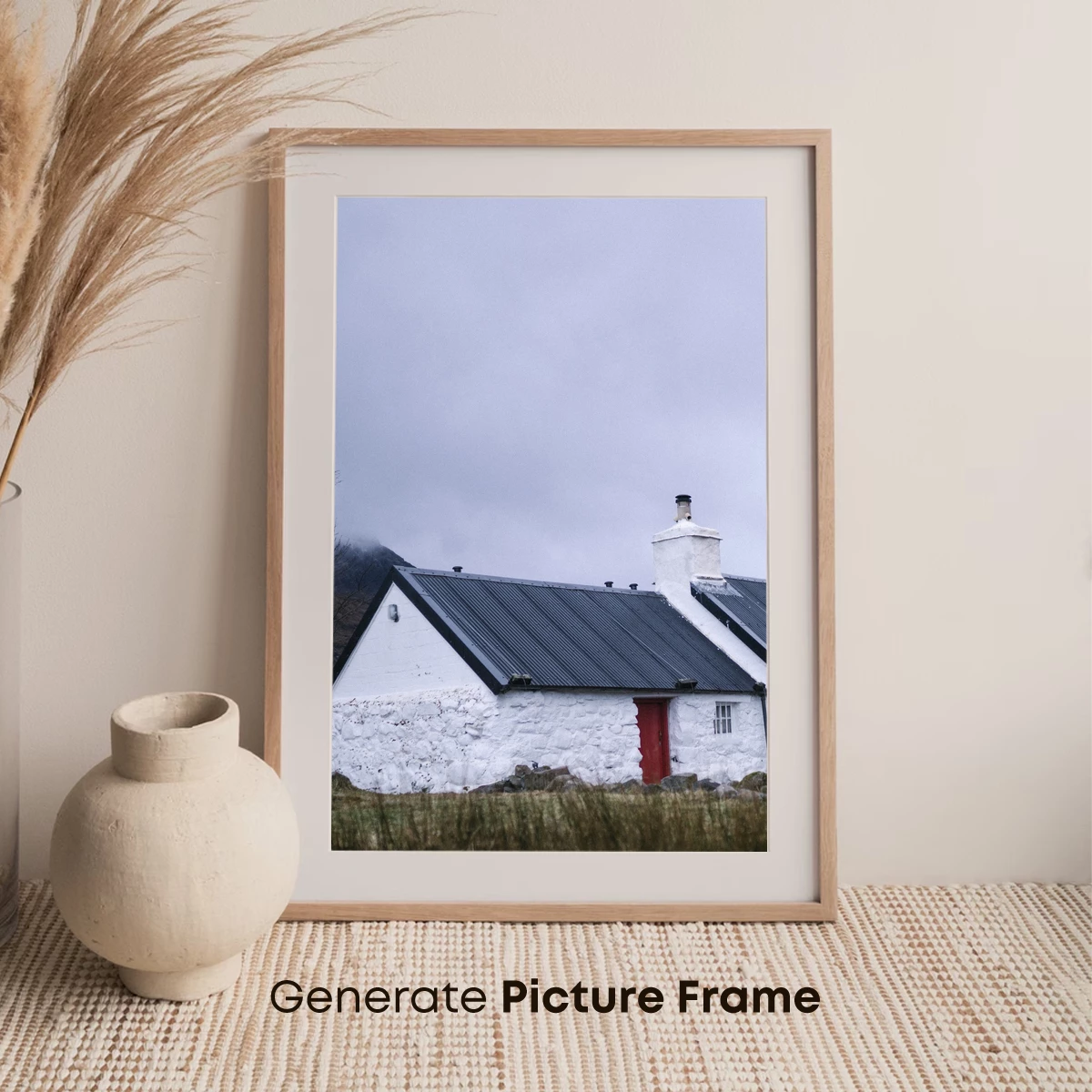 Cottage Solitude: Red Door Against White Walls - Image 7