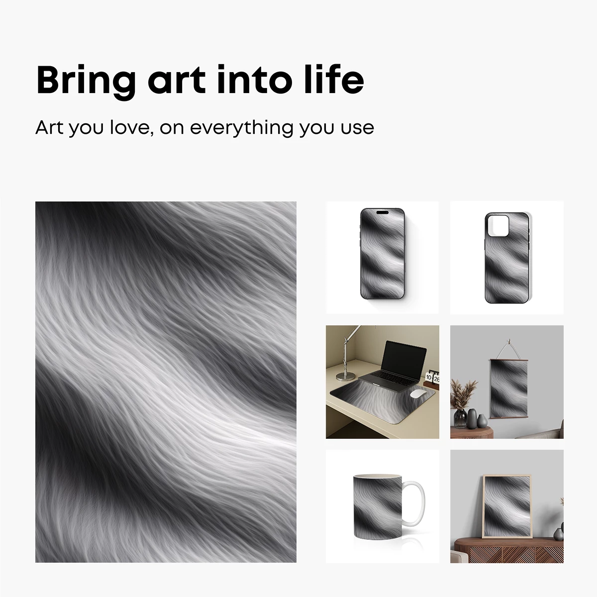 Ethereal Silk Waves: Monochrome Flow - Image 2