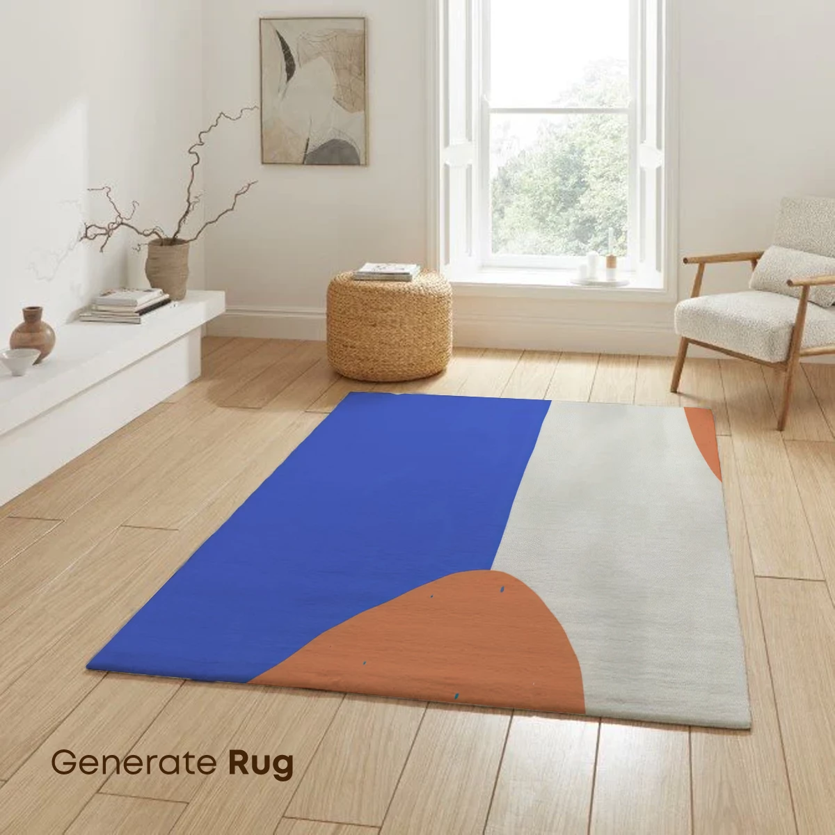 Abstract Harmony: Blue, White, and Coral Fusion - Image 6