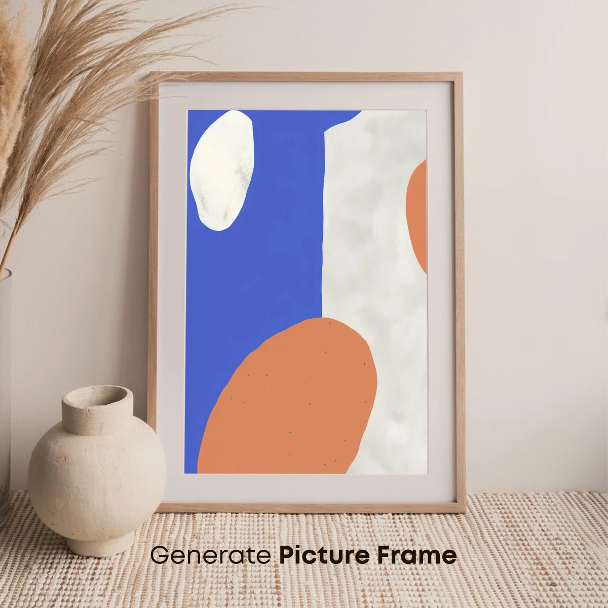 Abstract Harmony: Blue, White, and Coral Fusion - Image 7