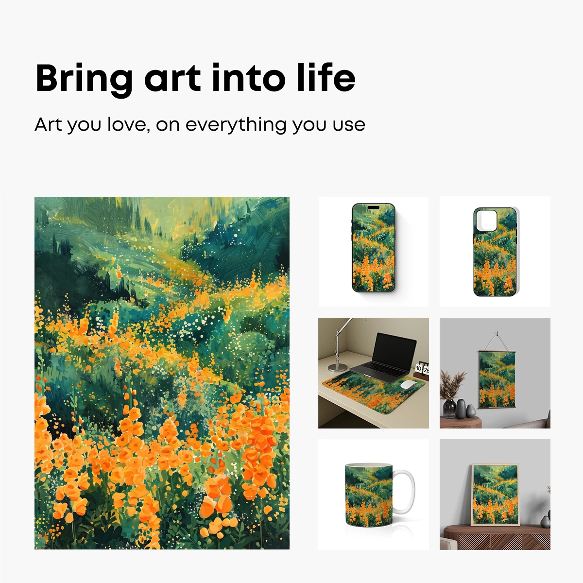 Golden Bloom Symphony: Abstract Floral Artistry - Image 2