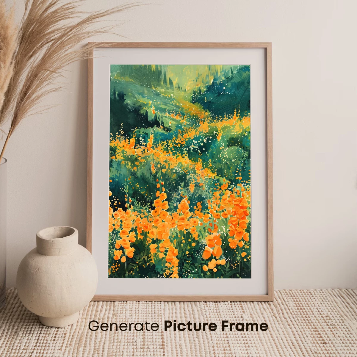 Golden Bloom Symphony: Abstract Floral Artistry - Image 7