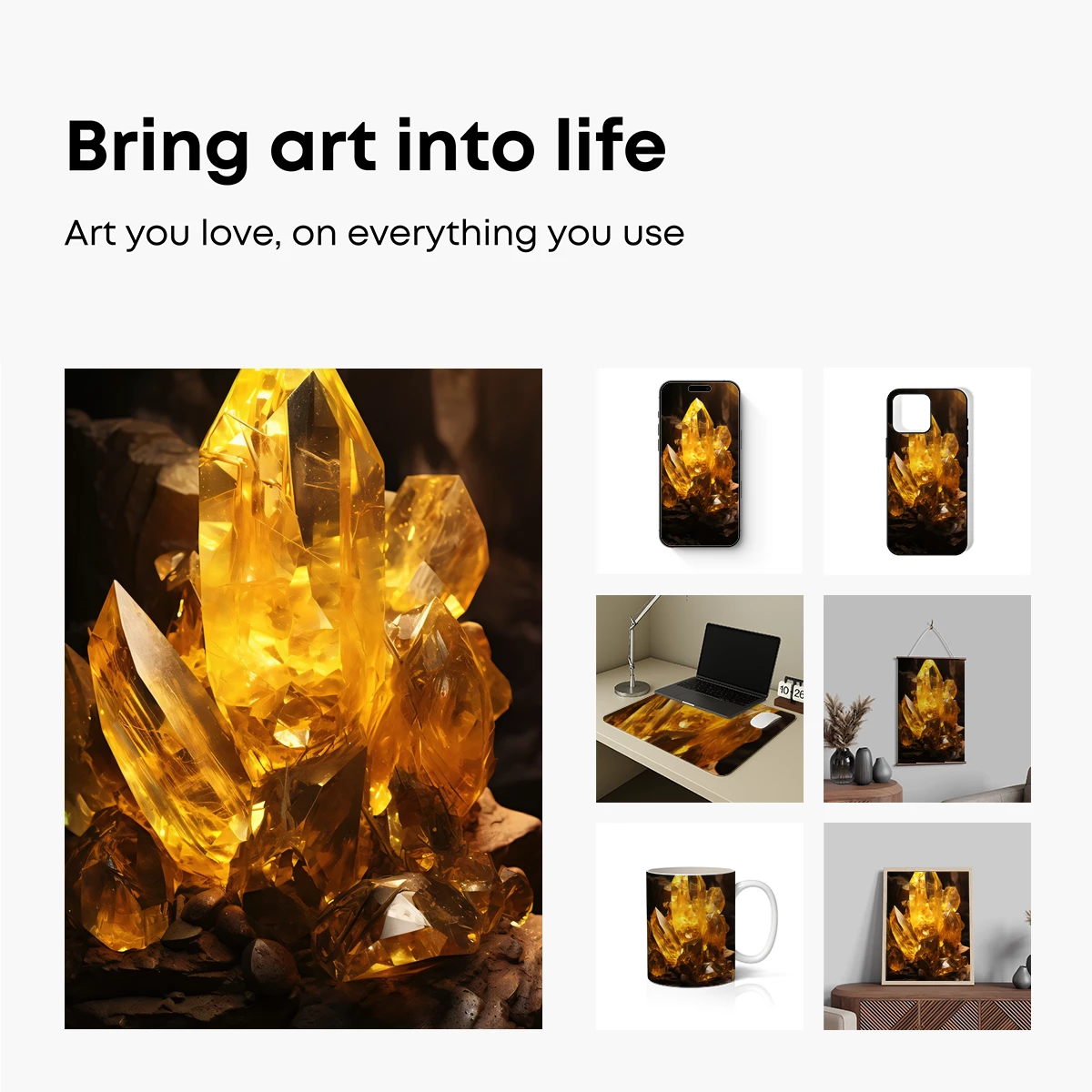 Golden Crystal Radiance: A Luminous Mineral Symphony - Image 2