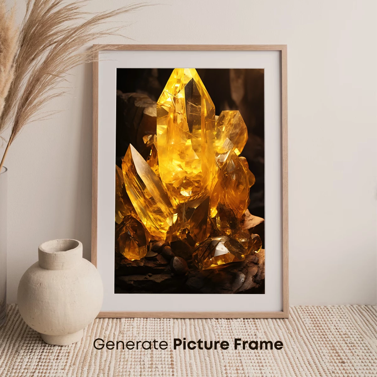Golden Crystal Radiance: A Luminous Mineral Symphony - Image 7