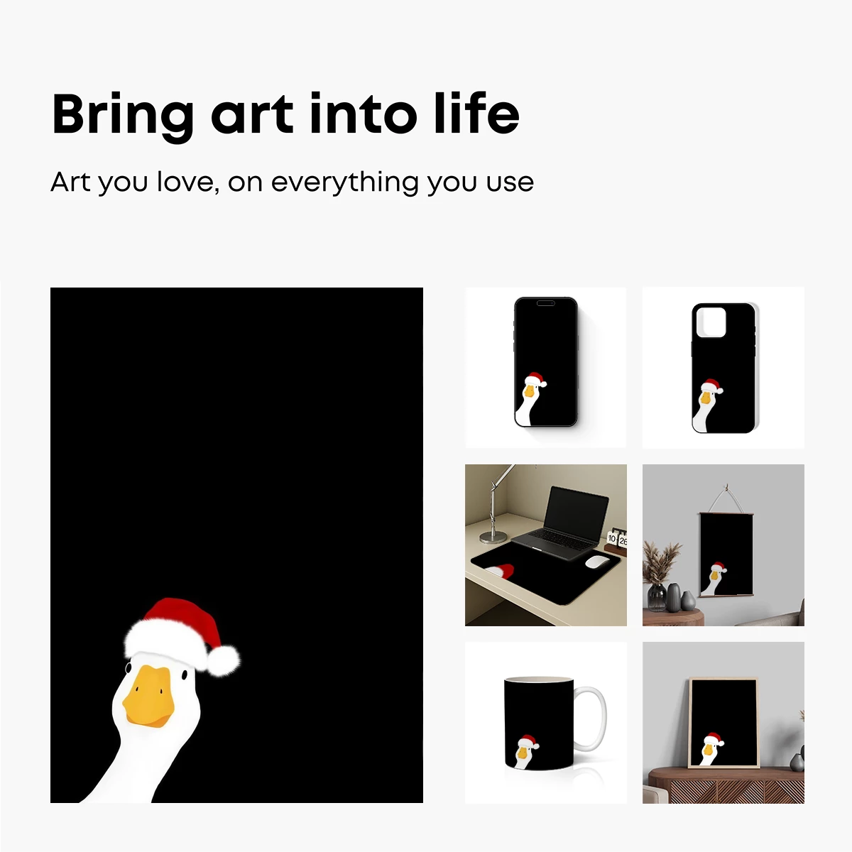 Festive Goose in Santa Hat: Minimalist Holiday Charm - Image 2
