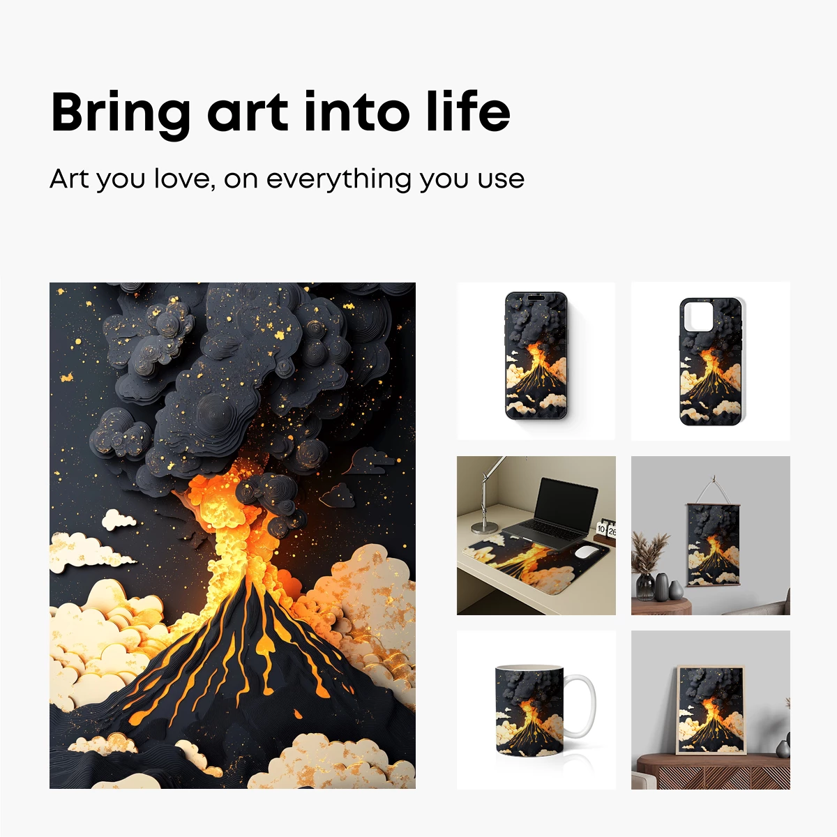 Erupting Volcano in Paper Art Elegance - Image 2