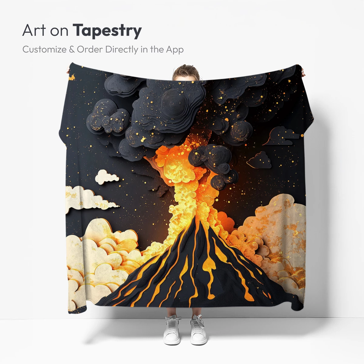 Erupting Volcano in Paper Art Elegance - Image 5