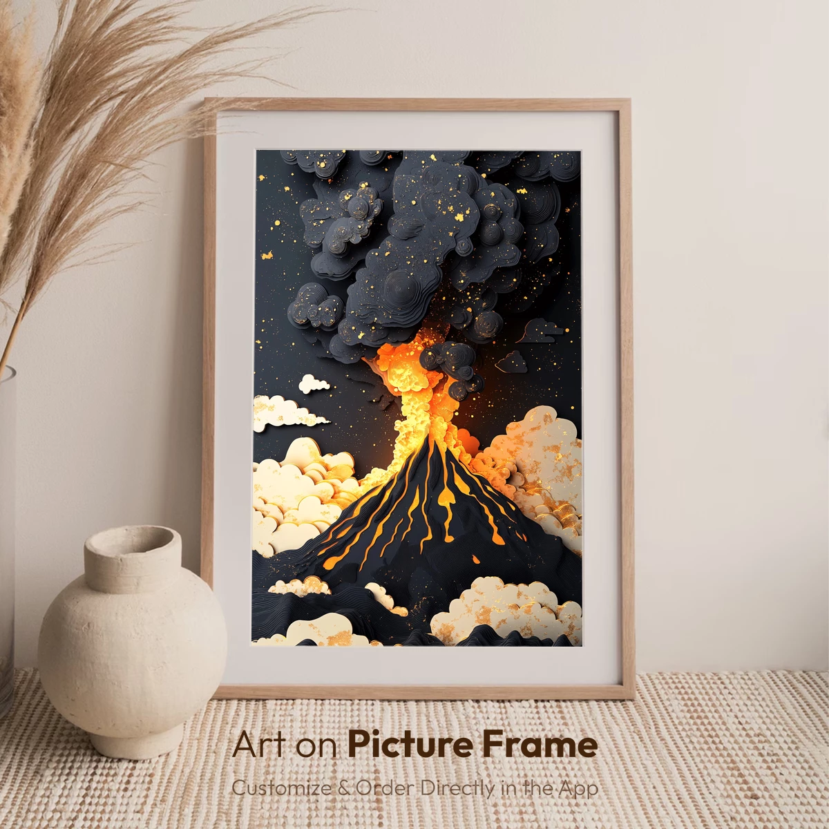 Erupting Volcano in Paper Art Elegance - Image 7