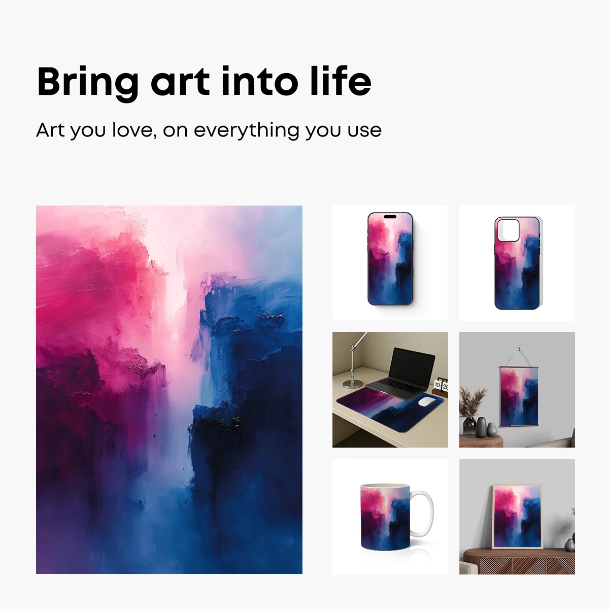 Cliffside Symphony in Pink and Blue - Image 2