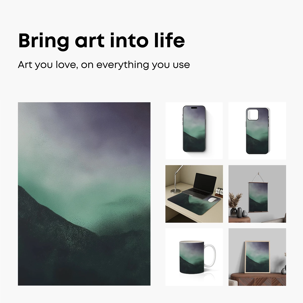 Misty Mountain Veil: Ethereal Landscape Art - Image 2