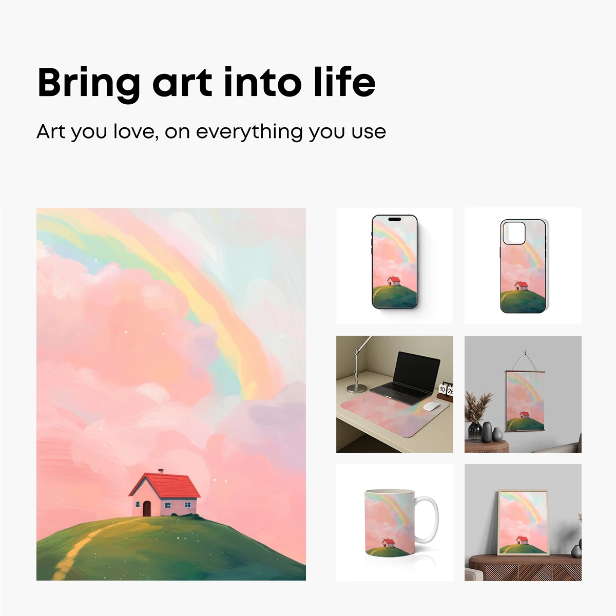 Pastel Dreamhouse Under a Rainbow Sky - Image 2