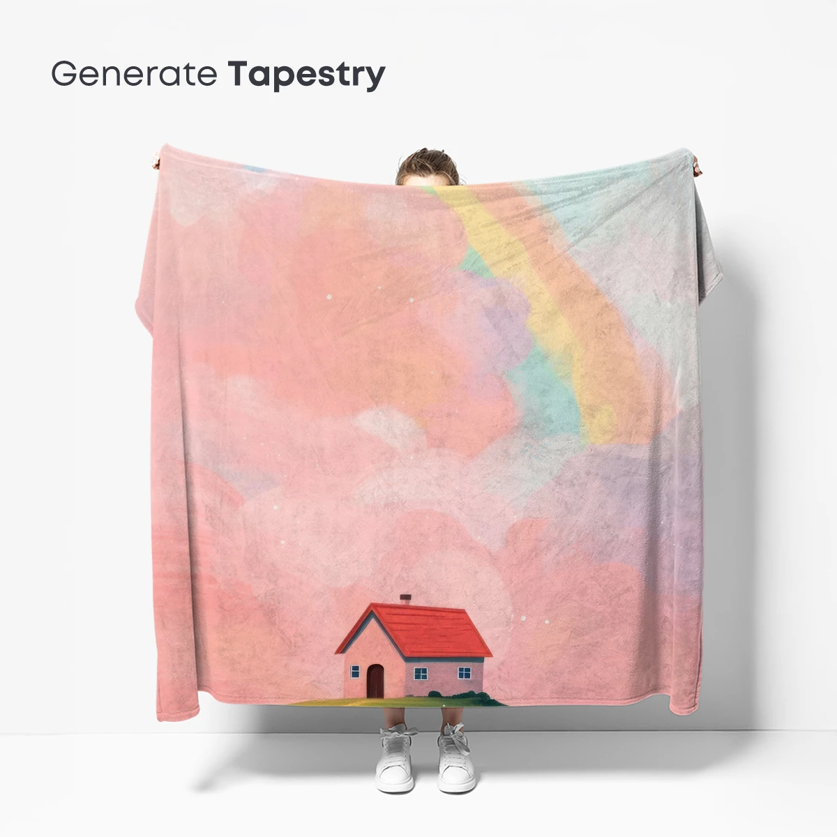 Pastel Dreamhouse Under a Rainbow Sky - Image 5