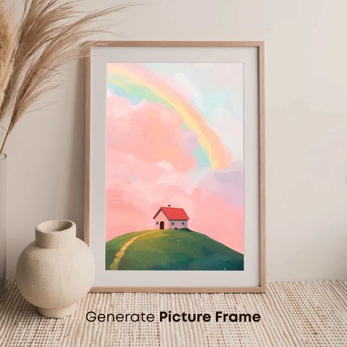 Pastel Dreamhouse Under a Rainbow Sky - Image 7