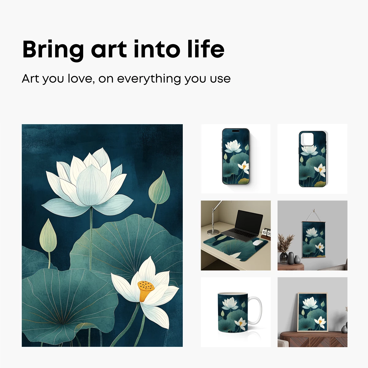 Elegant Lotus Serenity: Modern Zen Artistry - Image 2