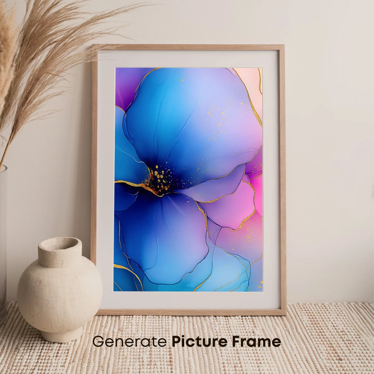 Ethereal Bloom: Blue and Pink Floral Fusion - Image 7