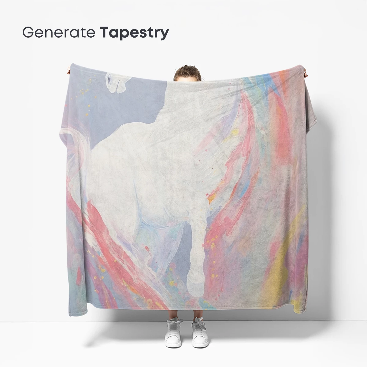 Ethereal White Horse in Abstract Rainbow Mist - Image 5