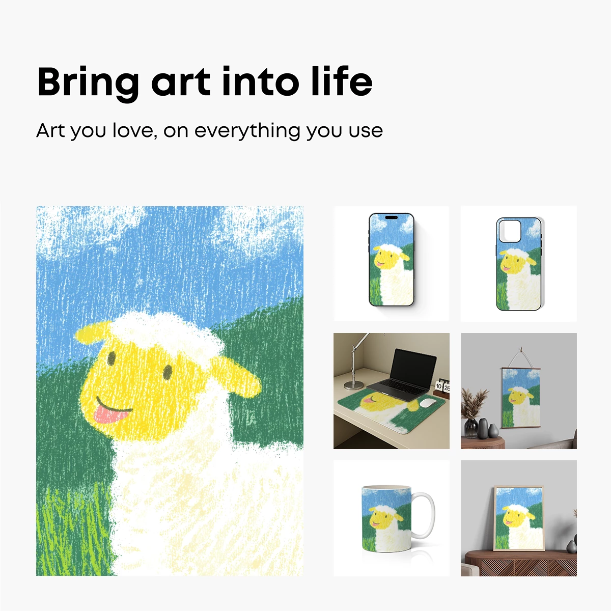 Cheerful Sheep in Pastel Paradise - Image 2