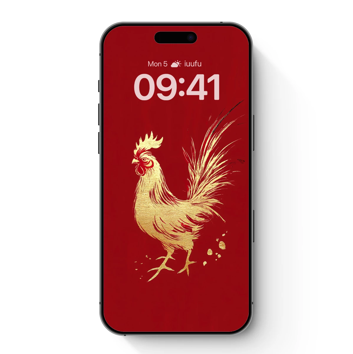 Golden Rooster on Vermilion: Festive Elegance Golden Rooster on Vermilion: Festive Elegance