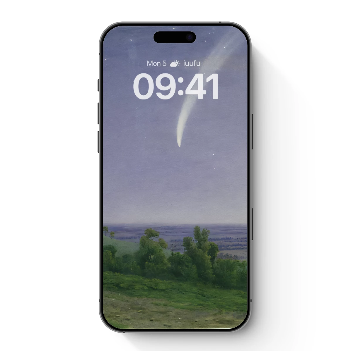 Ethereal Comet Over Verdant Hills