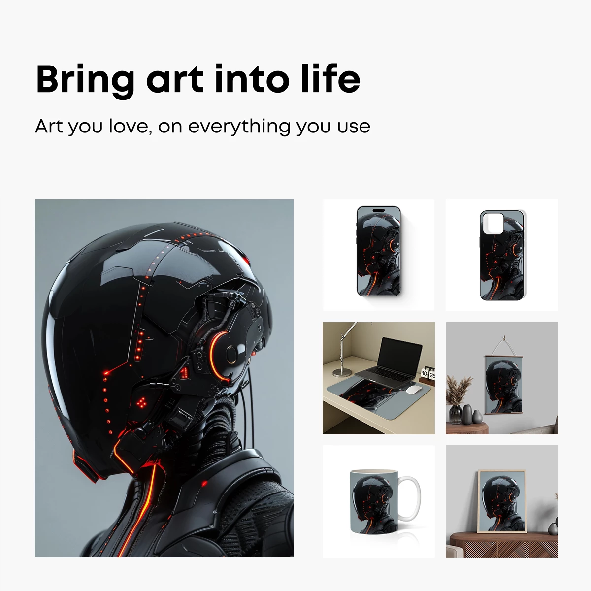 Cybernetic Sentinel: Futuristic Helmet Art - Image 2