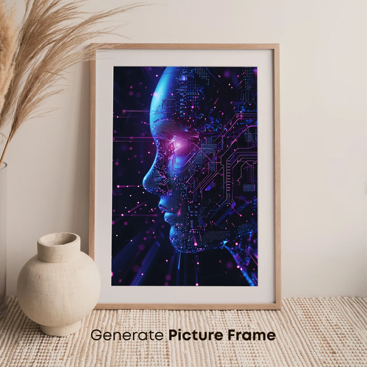 Cybernetic Vision: Futuristic Face in Neon Circuitry - Image 7