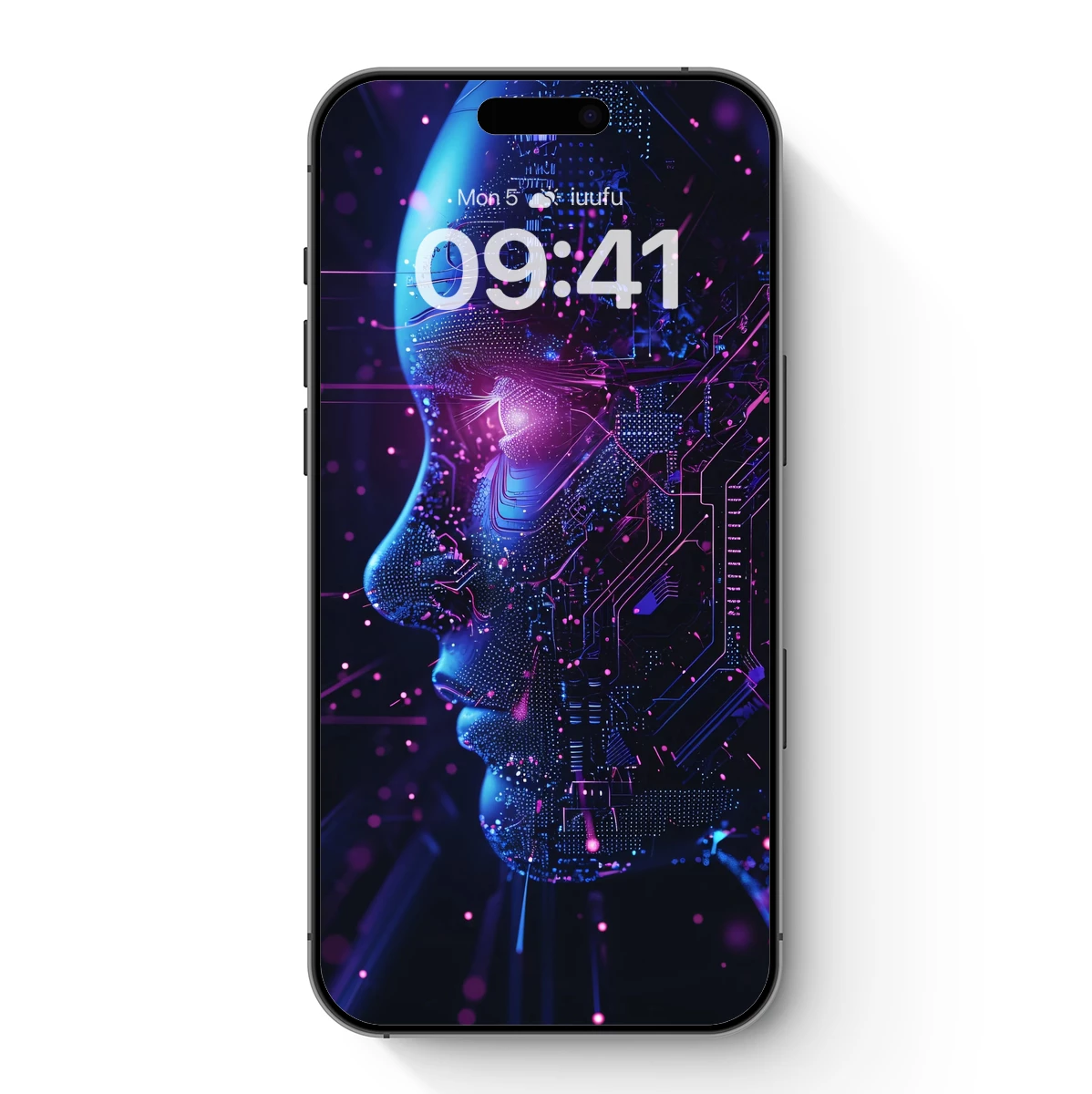 Cybernetic Vision: Futuristic Face in Neon Circuitry