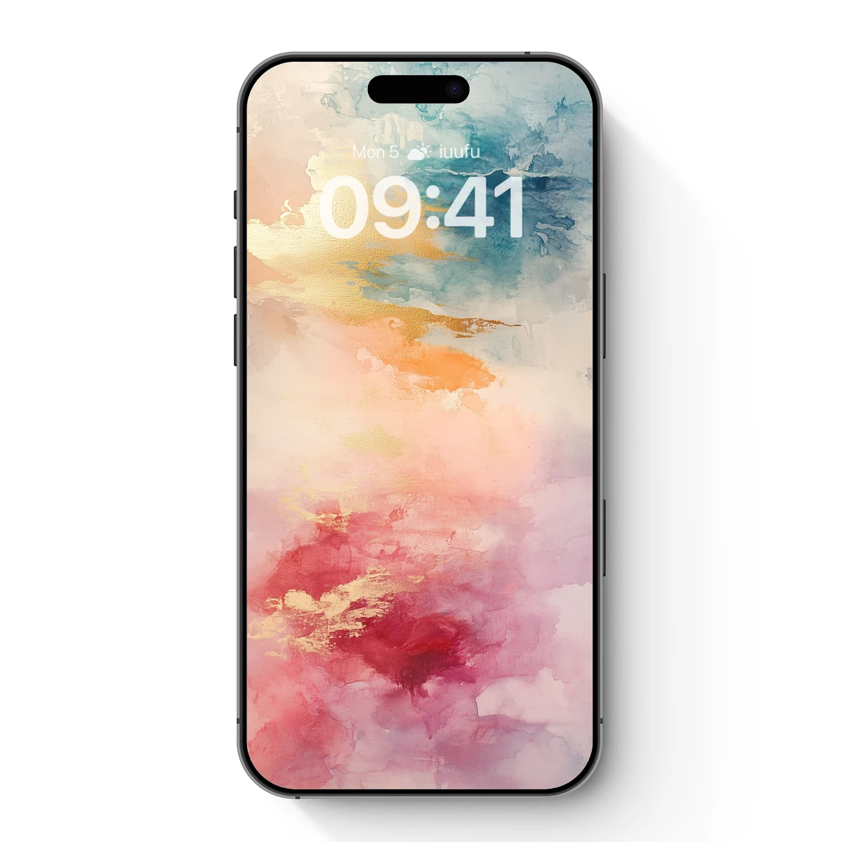 Abstract Watercolor Symphony: Blush, Gold, and Teal Harmony