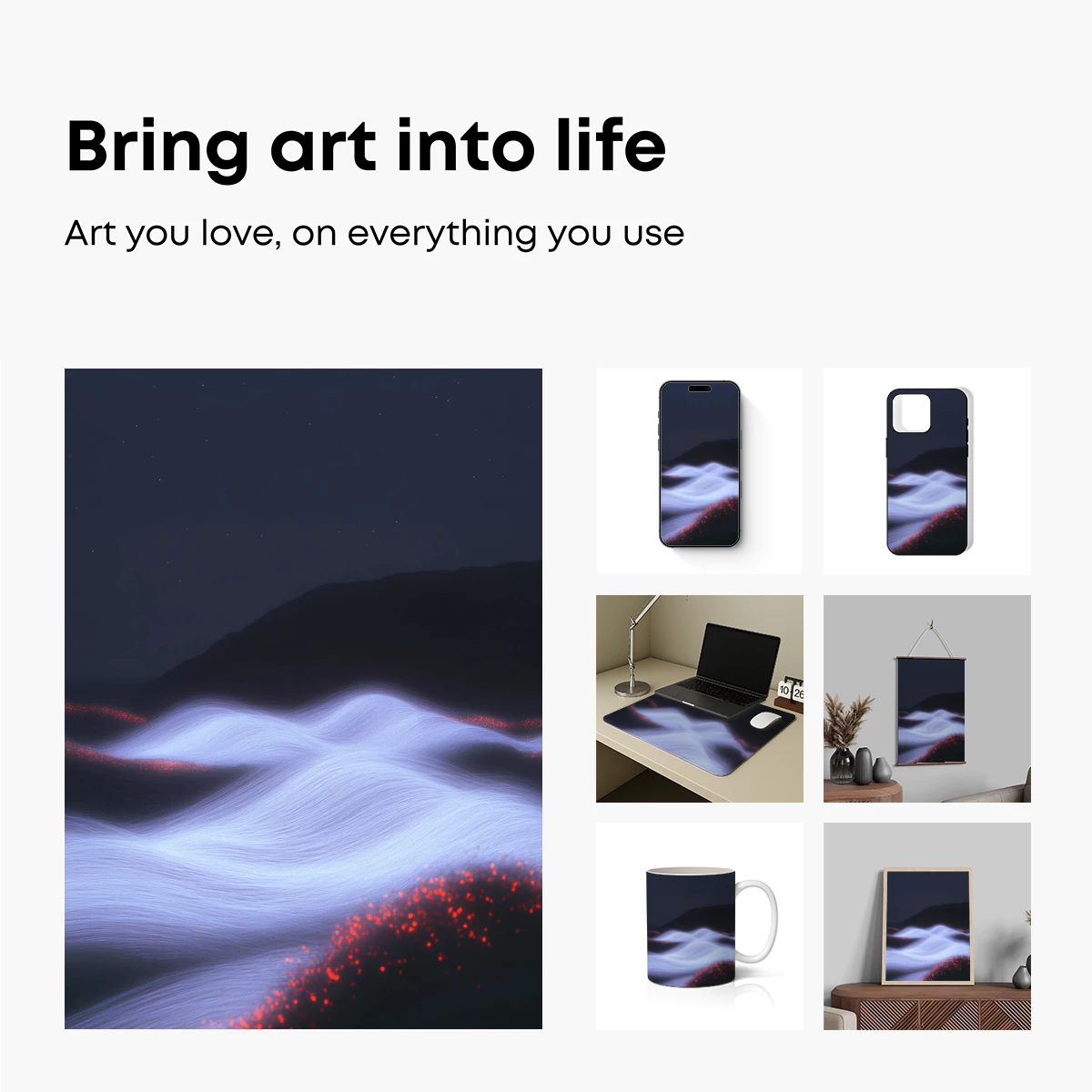 Luminous Night Waves: A Symphony of Light and Shadow - Image 2