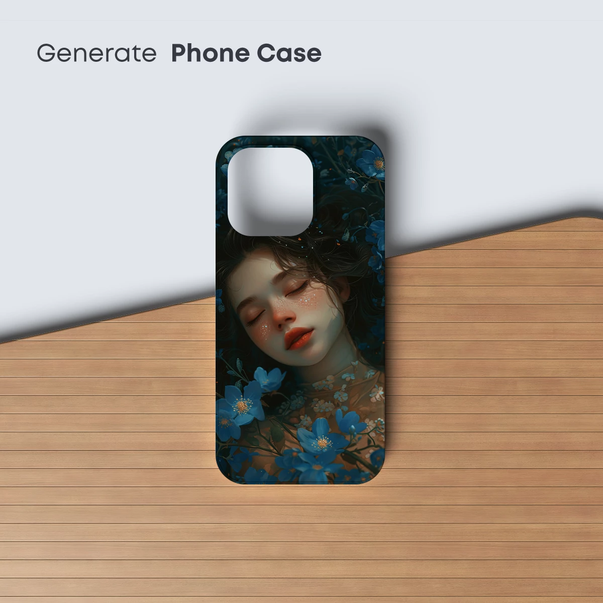 Enchanted Floral Dream: Serene Beauty Amidst Blue Blossoms - Image 3