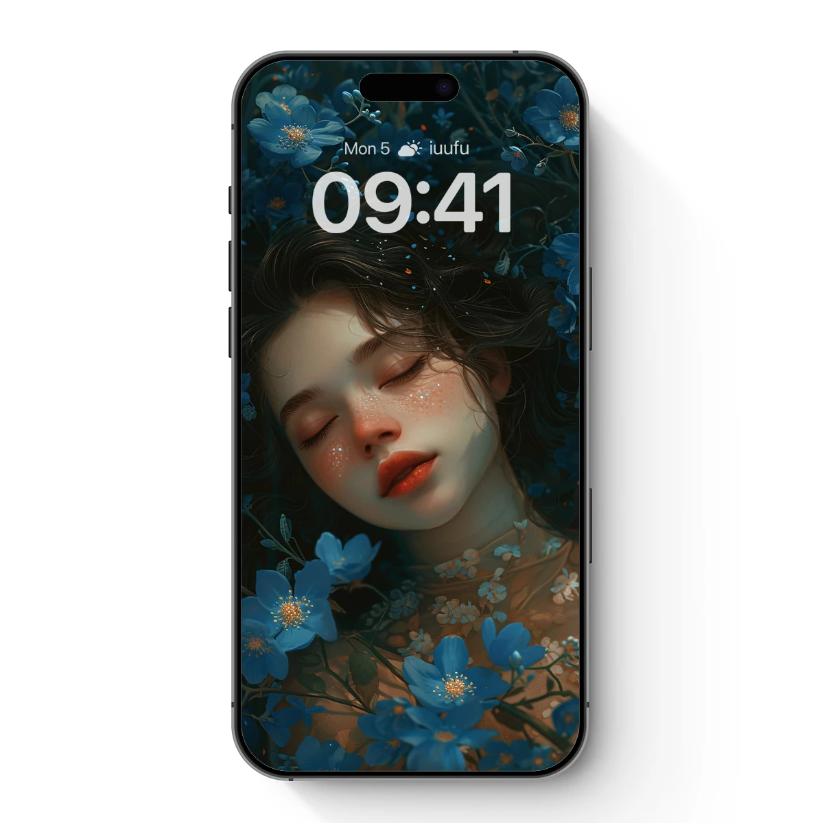 Enchanted Floral Dream: Serene Beauty Amidst Blue Blossoms