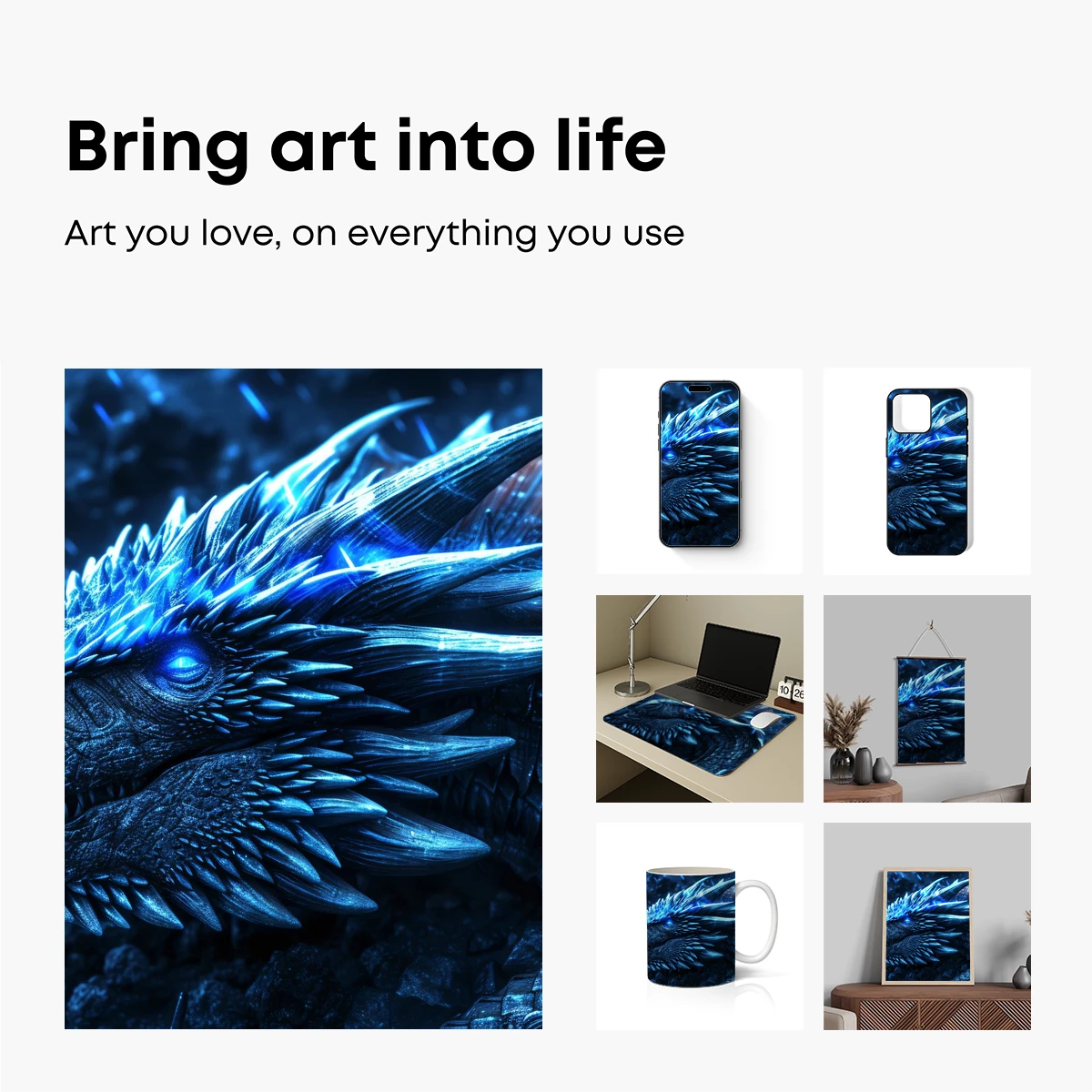 Ethereal Dragon: Blue-Glowing Scales and Mystic Eyes - Image 2