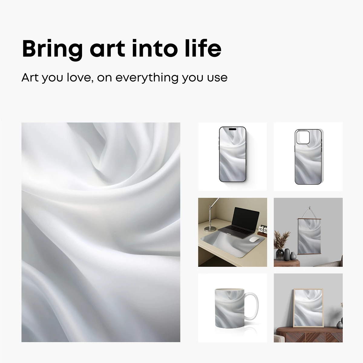 Elegant Silk Whisper: Soft Drapes in White - Image 2