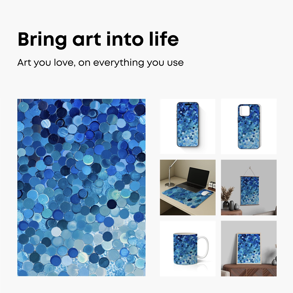 Blue Mosaic Symphony: Oceanic Circles - Image 2