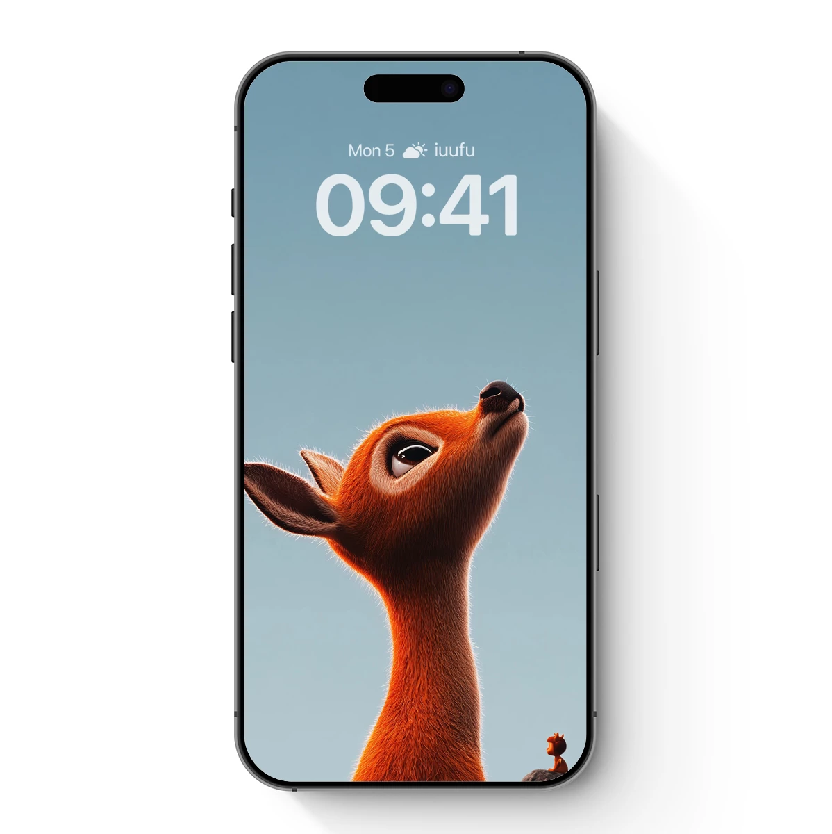 Deer Gazing Skyward: Whimsical Cartoon Artistry