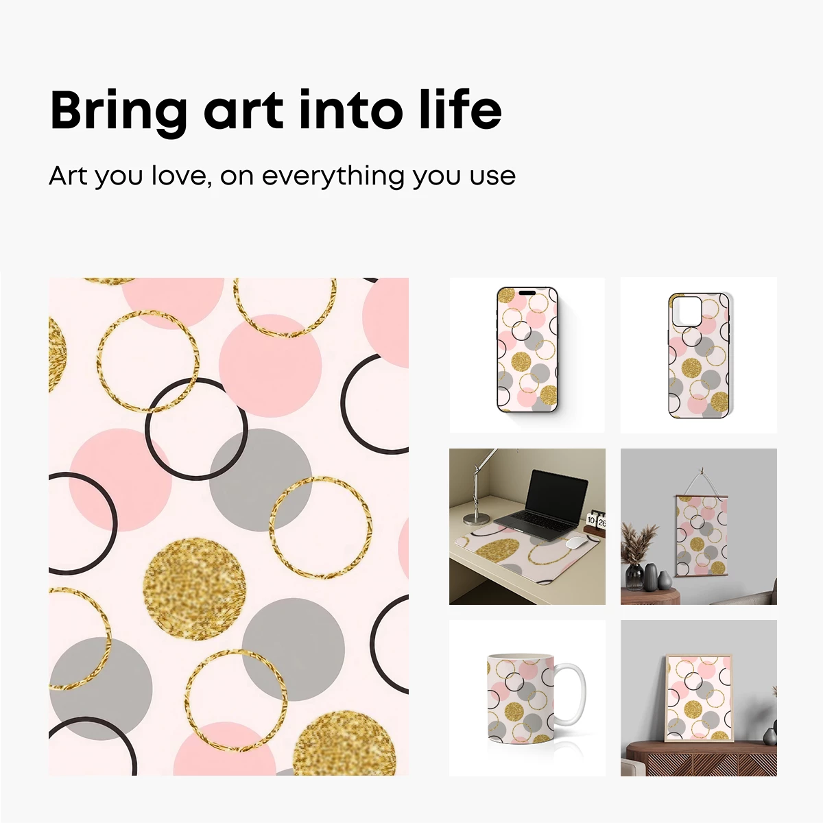 Golden Gleam and Pastel Dots: Modern Geometric Harmony - Image 2
