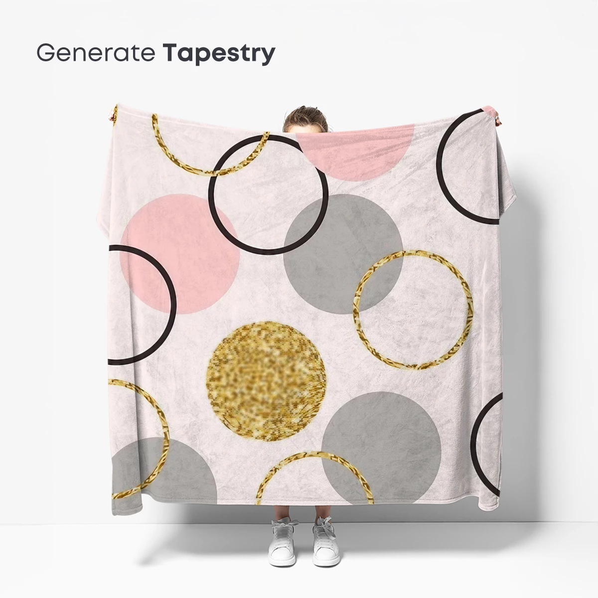 Golden Gleam and Pastel Dots: Modern Geometric Harmony - Image 5
