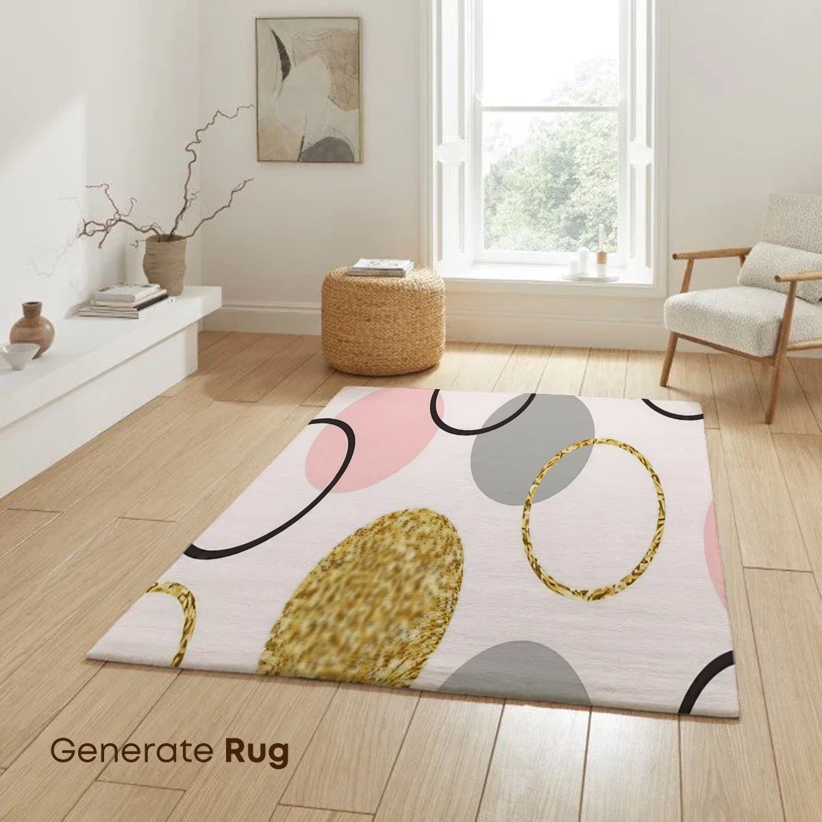 Golden Gleam and Pastel Dots: Modern Geometric Harmony - Image 6