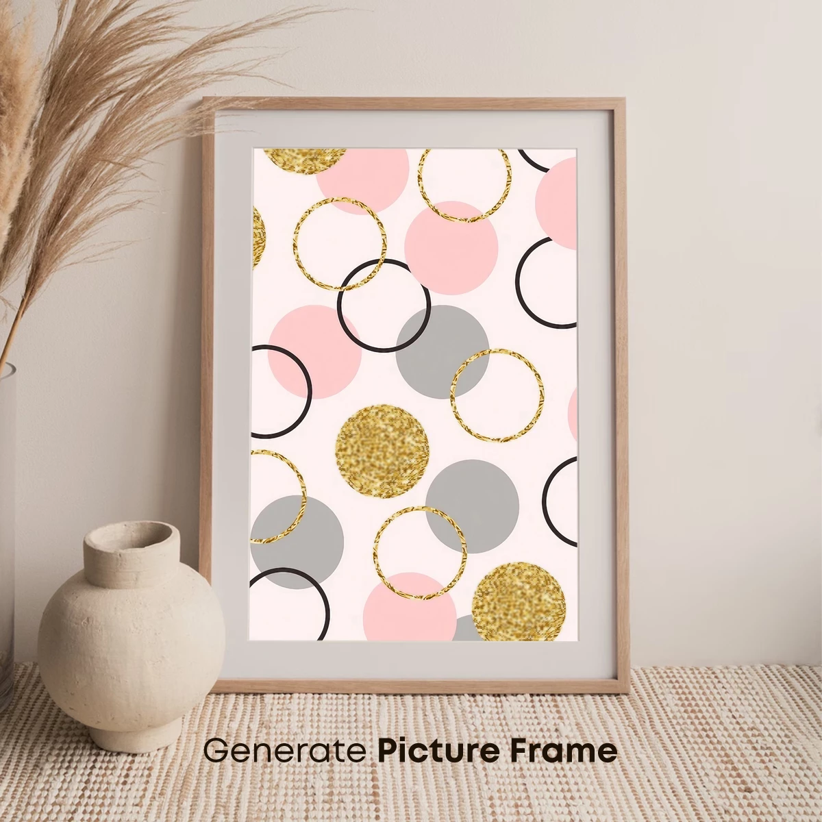 Golden Gleam and Pastel Dots: Modern Geometric Harmony - Image 7