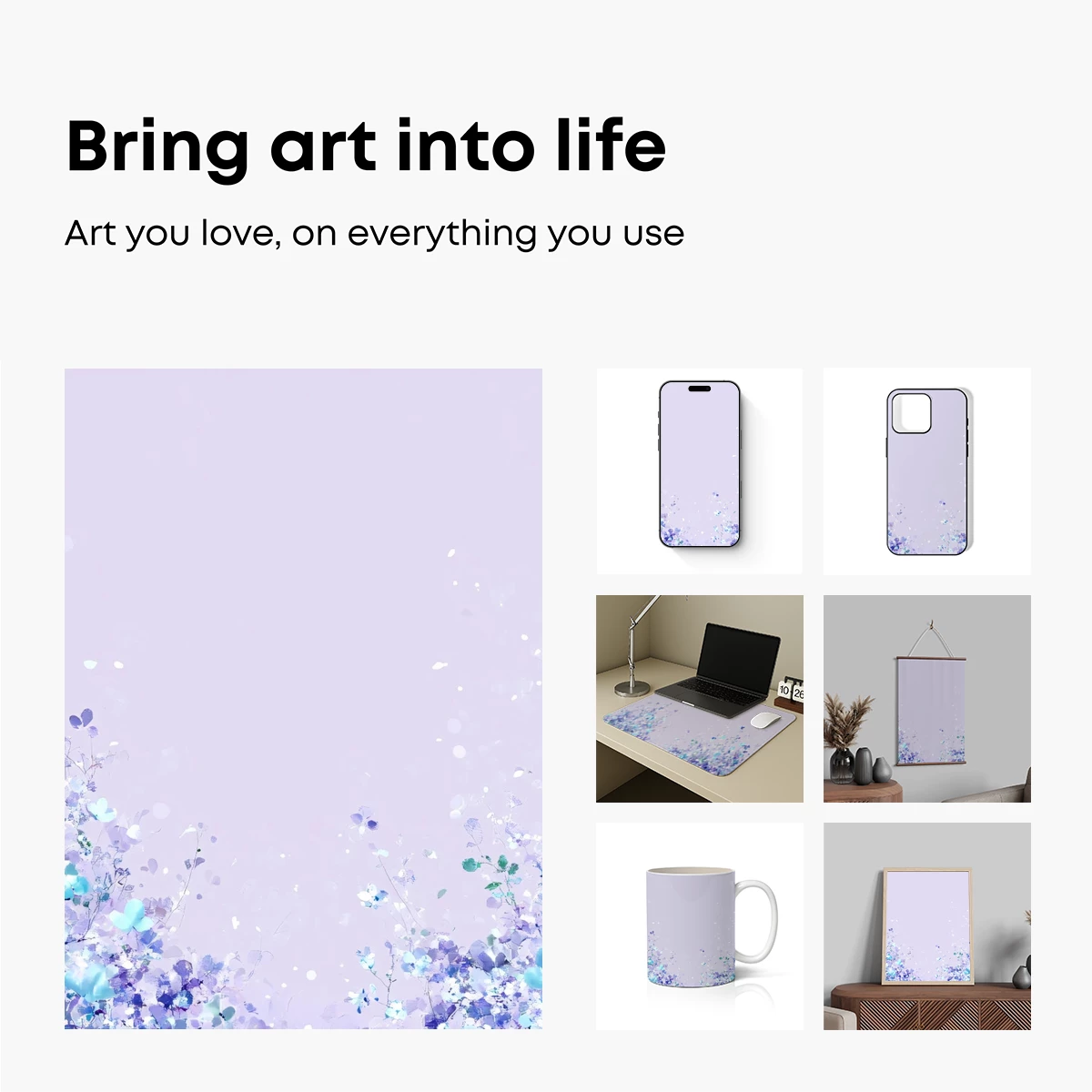 Enchanted Floral Whispers: Blue Blossoms in Mist