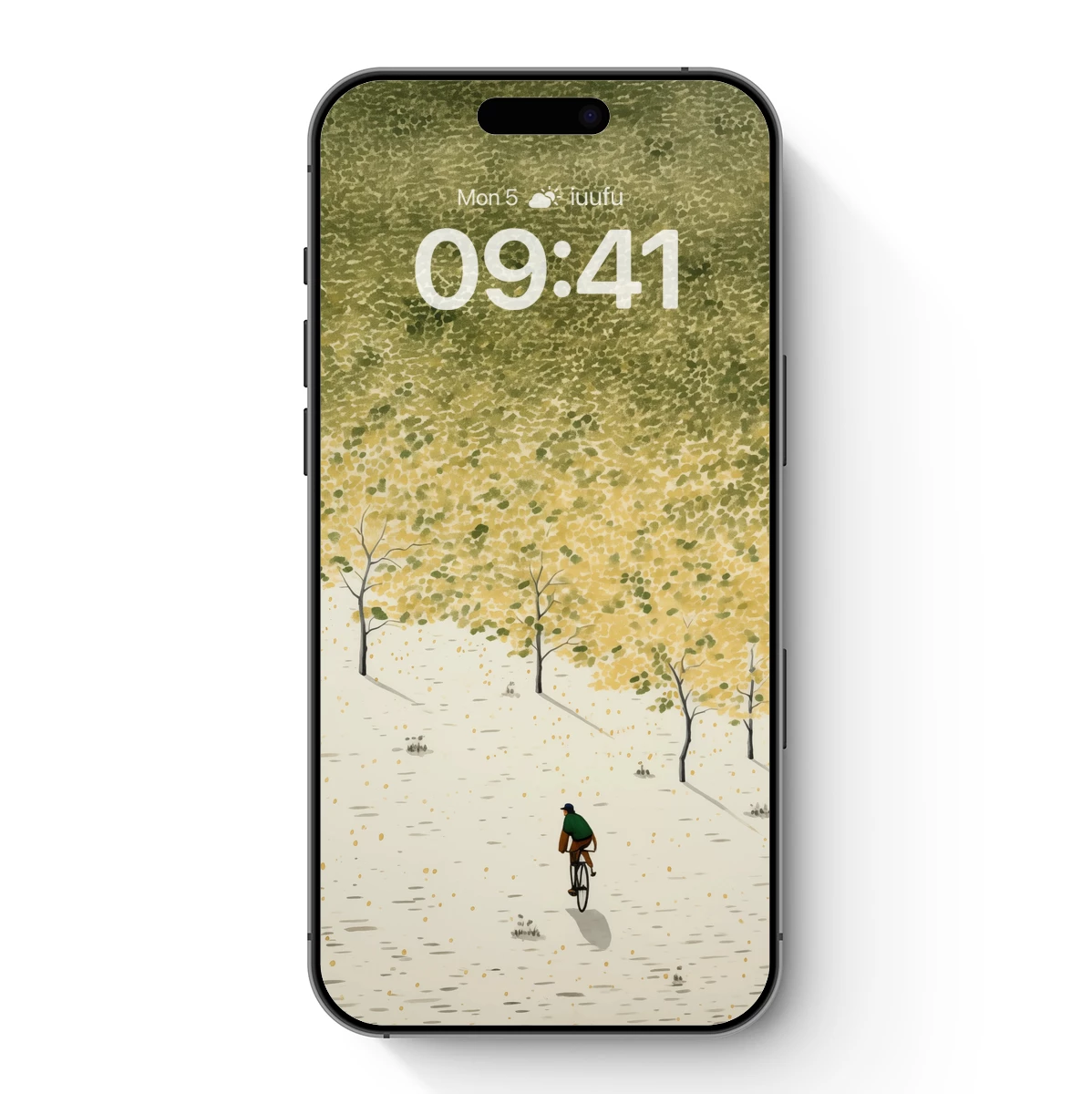 Autumnal Solitude: Cyclist Under a Canopy of Gold