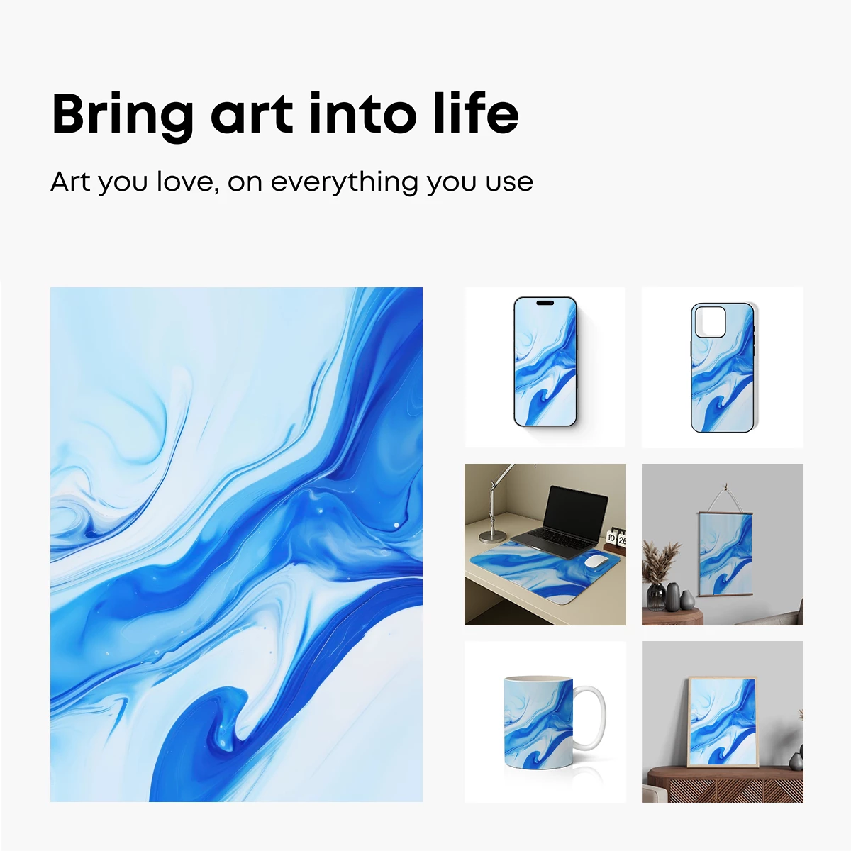 Ethereal Blue Swirls: Abstract Fluid Art - Image 2