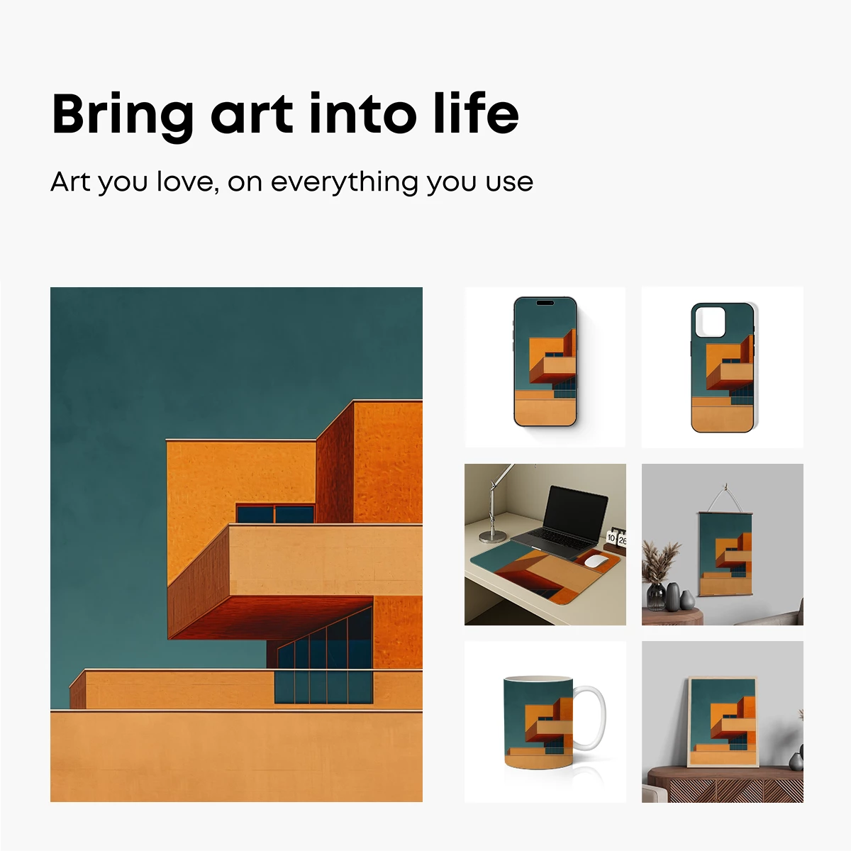 Geometric Sunset Skies: Modernist Architecture in Warm Tones - Image 2