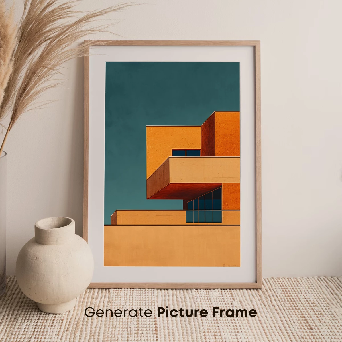 Geometric Sunset Skies: Modernist Architecture in Warm Tones - Image 7