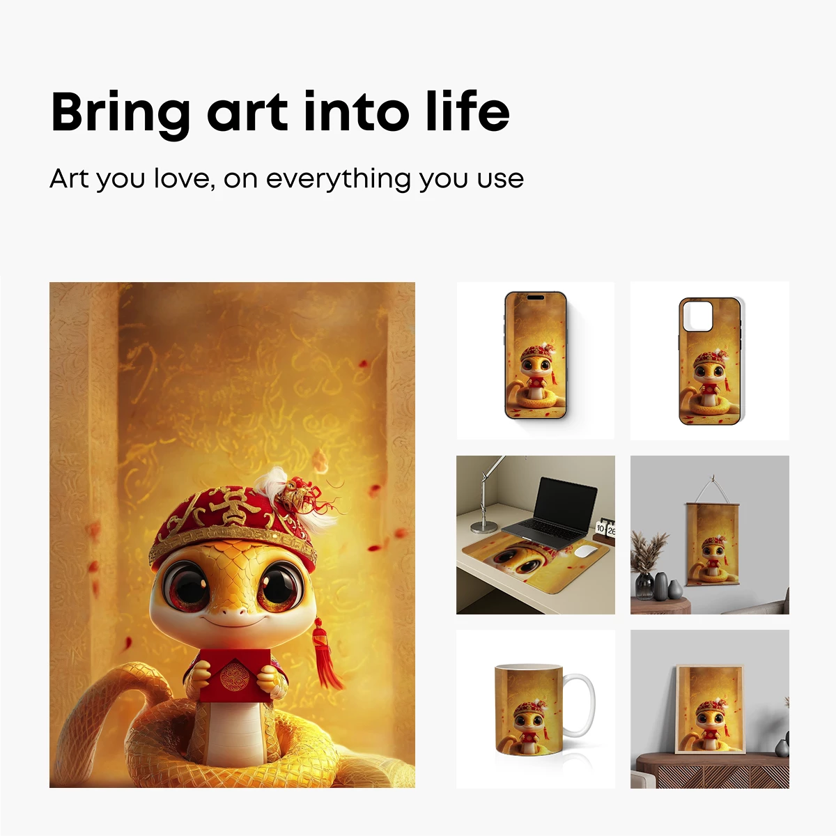 Charming Serpent in Festive Attire: A Mythical Celebration - Image 2