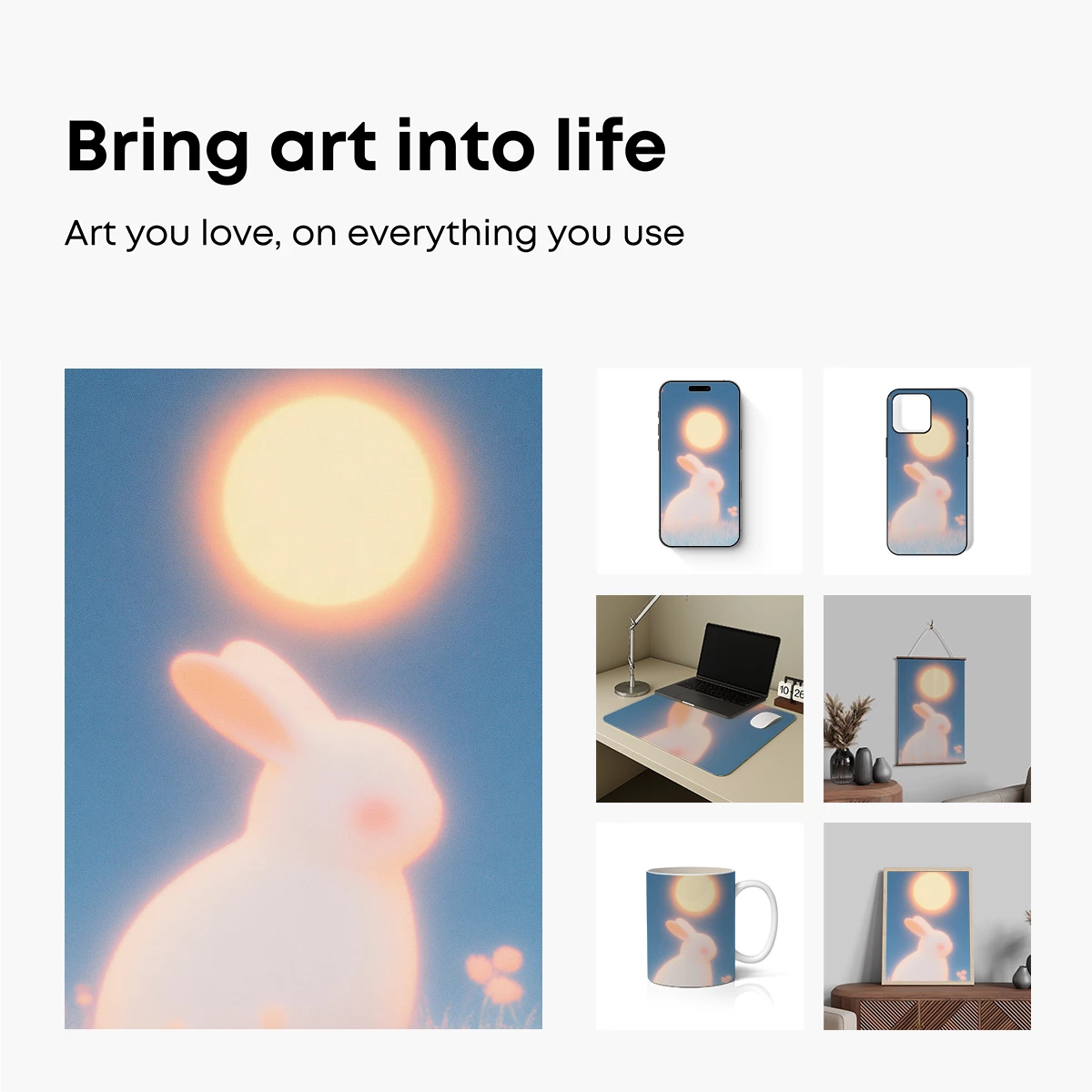 Ethereal Bunny at Sunset: Dreamy Pastel Art - Image 2