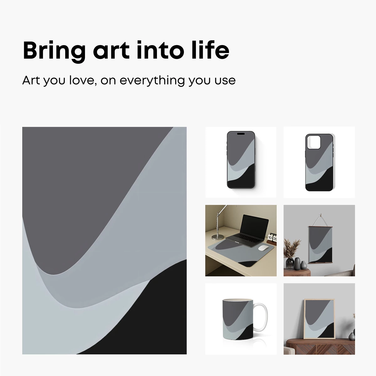 Abstract Flow: Gray and Black Elegance - Image 2